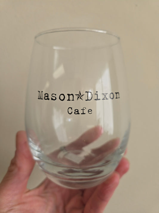 M-D Stemless Etched Wine Glass